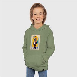 Толстовка детская хлопковая Fox cub - urban style - neural network, цвет: авокадо — фото 2
