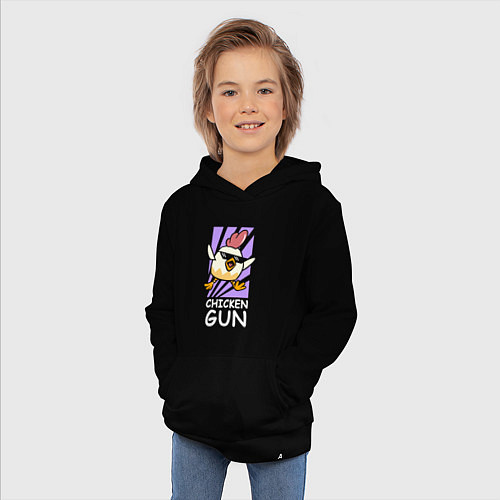 Детская толстовка-худи Chicken Gun - Game / Черный – фото 3
