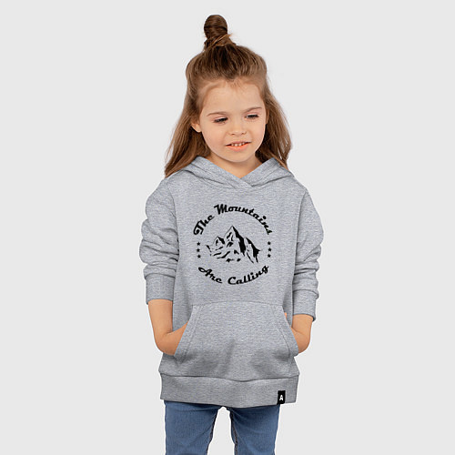 Детская толстовка-худи Горы зовут - The mountains are calling / Меланж – фото 4