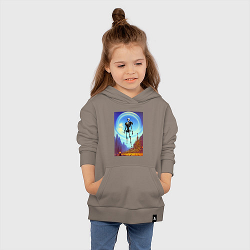 Детская толстовка-худи Призрак древнего города - нейросеть / Утренний латте – фото 4