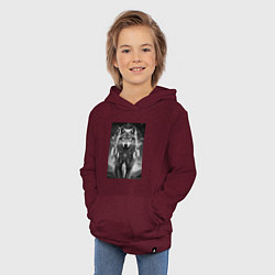 Толстовка детская хлопковая Шаман волк, цвет: меланж-бордовый — фото 2