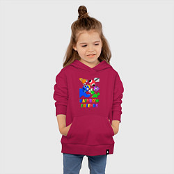 Толстовка детская хлопковая Rainbow Friends персонажи, цвет: маджента — фото 2