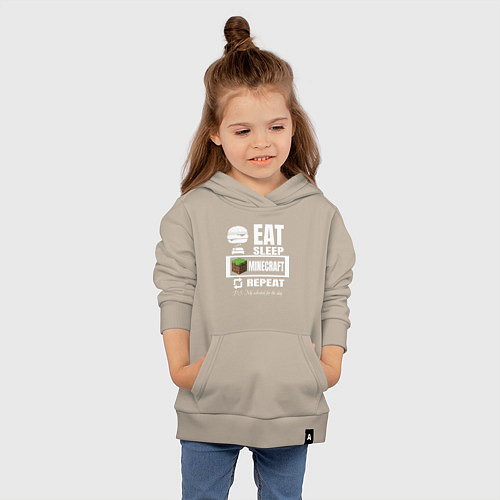 Детская толстовка-худи Майнкрафт на повторе / Миндальный – фото 4