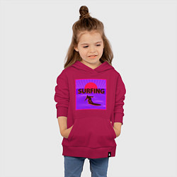 Толстовка детская хлопковая Сёрфинг в стиле киберпанк, цвет: маджента — фото 2