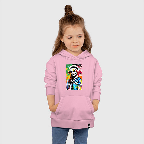 Детская толстовка-худи Skeleton fashionista - Milano - pop art / Светло-розовый – фото 4