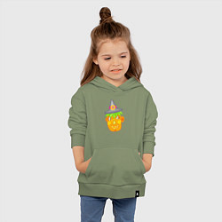 Толстовка детская хлопковая Веселая тыква в шляпе: для вечеринки на Хэллоуин, цвет: авокадо — фото 2