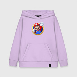 Толстовка детская хлопковая Марио значок, цвет: лаванда