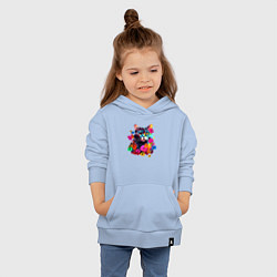 Толстовка детская хлопковая Котик в цветах - нейросеть, цвет: мягкое небо — фото 2