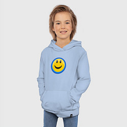Толстовка детская хлопковая Смайлик улыбающийся эмодзи, цвет: мягкое небо — фото 2