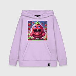 Толстовка детская хлопковая Клубника добрый монстрик, цвет: лаванда