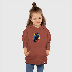 Толстовка детская хлопковая Яркий ворон - красочная птица, цвет: кирпичный — фото 2