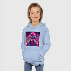 Толстовка детская хлопковая Скелет в шапке и куртке, цвет: мягкое небо — фото 2
