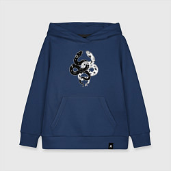 Толстовка детская хлопковая Змеи инь и янь - черное белое, цвет: тёмно-синий