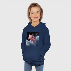 Толстовка детская хлопковая Котик pink астронавт, цвет: тёмно-синий — фото 2