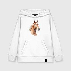 Толстовка детская хлопковая Акварельная коричневая лошадь, цвет: белый