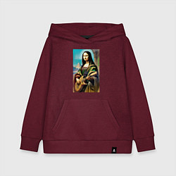 Толстовка детская хлопковая Мона Лиза лабает на гитаре, цвет: меланж-бордовый