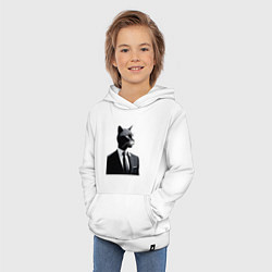 Толстовка детская хлопковая Бизнес-кот, цвет: белый — фото 2