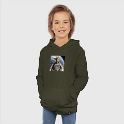Толстовка детская хлопковая Жираф астронавт, цвет: хаки — фото 2