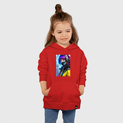 Толстовка детская хлопковая Cool girl in a mask - neural network, цвет: красный — фото 2