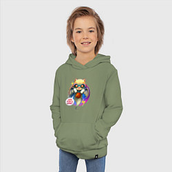 Толстовка детская хлопковая Кот призрак с клубочком, цвет: авокадо — фото 2
