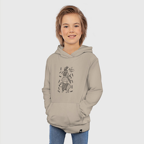 Детская толстовка-худи Новогодние капибары - раскраска / Миндальный – фото 3