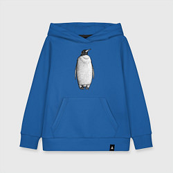 Толстовка детская хлопковая Пингвин стоит анфас, цвет: синий