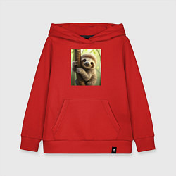 Толстовка детская хлопковая Ленивец в лесу, цвет: красный