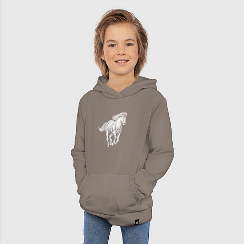 Детская толстовка-худи Белая лошадь скачет / Утренний латте – фото 3
