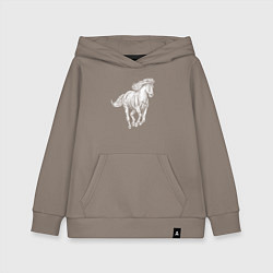 Толстовка детская хлопковая Белая лошадь скачет, цвет: утренний латте