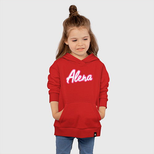 Детская толстовка-худи Алена в стиле барби - объемный шрифт / Красный – фото 4