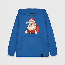 Толстовка детская хлопковая Дед мороз с улыбкой, цвет: синий