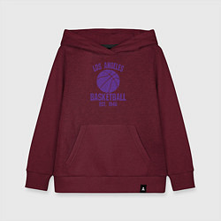 Толстовка детская хлопковая Basketball Los Angeles, цвет: меланж-бордовый
