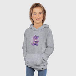 Толстовка детская хлопковая Фиолетовый дракон в свитере, цвет: меланж — фото 2