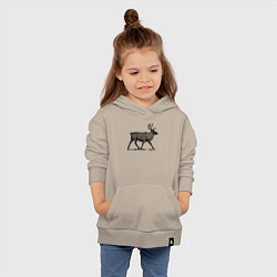 Толстовка детская хлопковая Северный олень в профиль, цвет: миндальный — фото 2