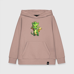 Толстовка детская хлопковая Добрый дракон 2024, цвет: пыльно-розовый