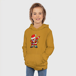 Толстовка детская хлопковая Санта Клаус и гирлянда, цвет: горчичный — фото 2