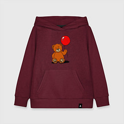 Толстовка детская хлопковая Плюшевый медведь с воздушным шариком, цвет: меланж-бордовый