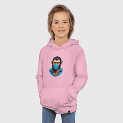 Толстовка детская хлопковая Портрет обезьяны в маске, цвет: светло-розовый — фото 2