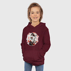 Толстовка детская хлопковая Арт аниме, цвет: меланж-бордовый — фото 2