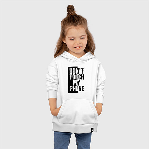 Детская толстовка-худи Не трогай мой телефон / Белый – фото 4