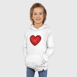 Толстовка детская хлопковая Красное сердце нарисованное карандашами, цвет: белый — фото 2