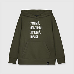 Толстовка детская хлопковая Умный, опытный, лучший юрист, цвет: хаки