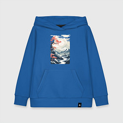 Толстовка детская хлопковая Горный пейзаж в японском стиле, цвет: синий