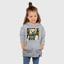 Толстовка детская хлопковая Северный медведь воин в очках в стиле стимпанк, цвет: меланж — фото 2