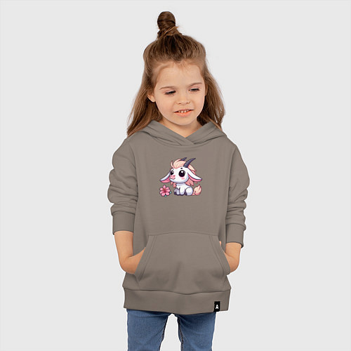 Детская толстовка-худи Козерог с цветком / Утренний латте – фото 4