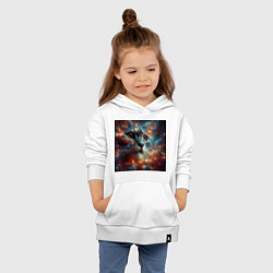 Толстовка детская хлопковая Портрет кота в космической туманности, цвет: белый — фото 2