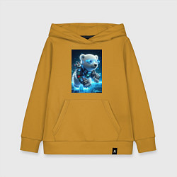 Толстовка детская хлопковая Кибер медвежонок - милашка, цвет: горчичный