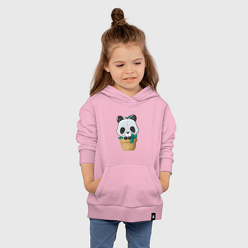 Детская толстовка-худи Милая панда в цветочном горшке / Светло-розовый – фото 4