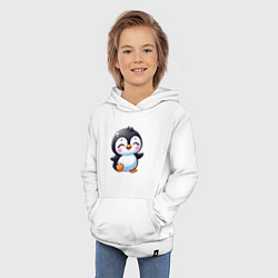 Толстовка детская хлопковая Маленький радостный пингвинчик, цвет: белый — фото 2