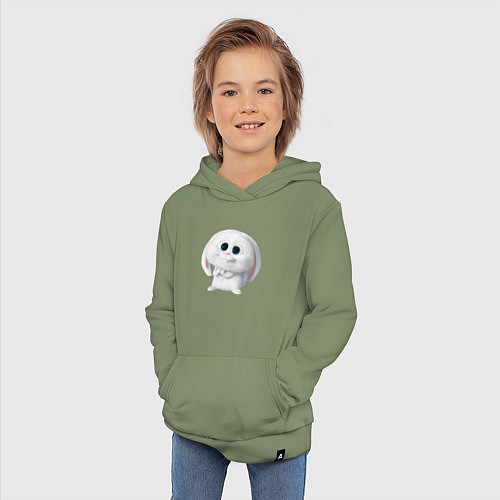 Детская толстовка-худи Кролик Снежок / Авокадо – фото 3